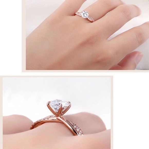 18K Rose Gold Plated Diamond Ring - Picture 4 of 6